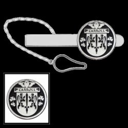 Carroll Irish Coat Of Arms Claddagh Round Sterling Silver Button Loop Tie Bar