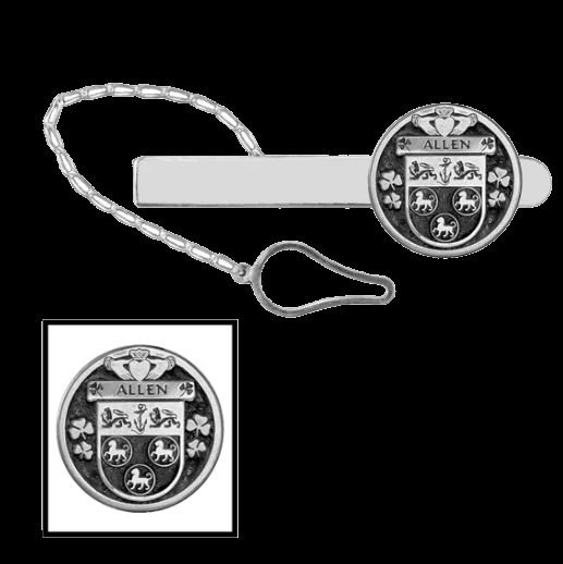 Image 0 of Allen Irish Coat Of Arms Claddagh Round Sterling Silver Button Loop Tie Bar