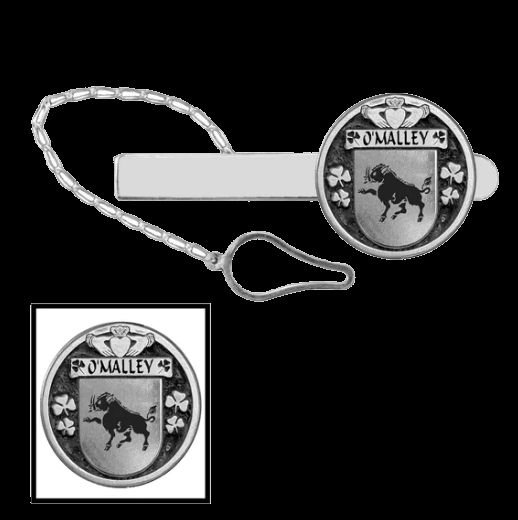 Image 0 of OMalley Irish Coat Of Arms Claddagh Round Sterling Silver Button Loop Tie Bar