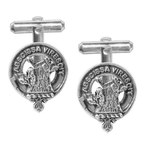 Image 1 of Bissett Clan Badge Stylish Pewter Clan Crest Cufflinks