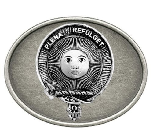Image 1 of Pitcairn Clan Badge Oval Antiqued Mens Sterling Silver Belt Buckle