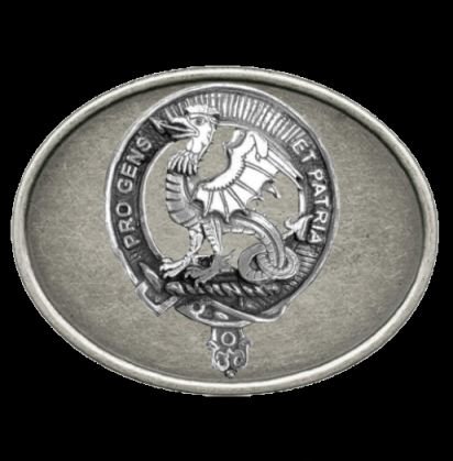 Image 0 of Pendergast Clan Badge Oval Antiqued Mens Sterling Silver Belt Buckle