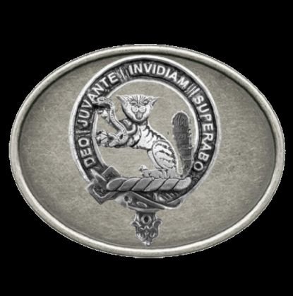 Image 0 of MacThomas Clan Badge Oval Antiqued Mens Sterling Silver Belt Buckle