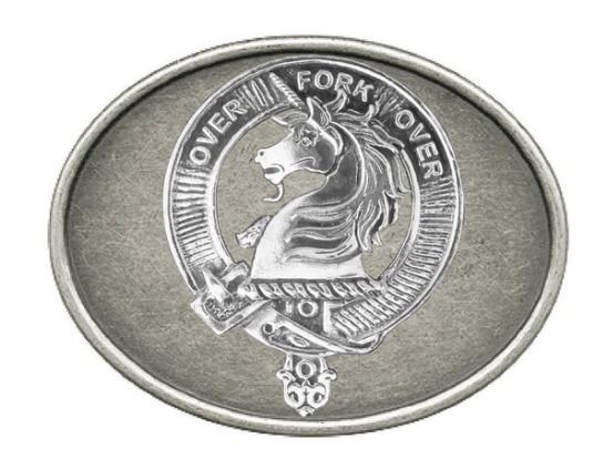 Image 1 of Cunningham Clan Badge Oval Antiqued Mens Sterling Silver Belt Buckle