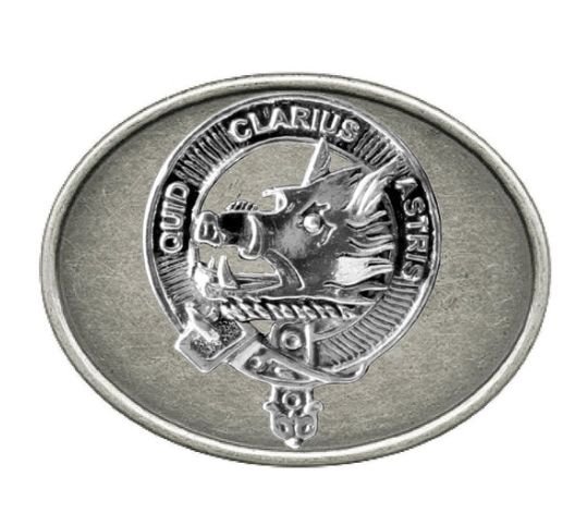 Image 1 of Baillie Clan Badge Oval Antiqued Mens Sterling Silver Belt Buckle