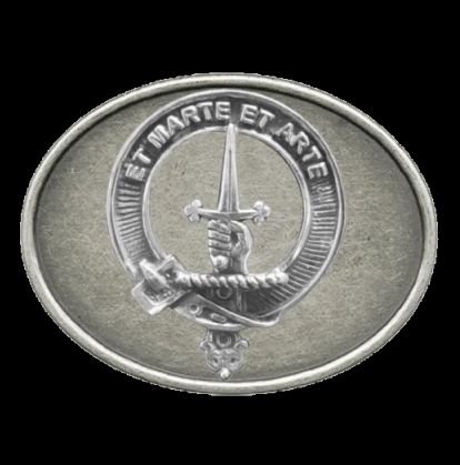 Image 0 of Bain Clan Badge Oval Antiqued Mens Sterling Silver Belt Buckle