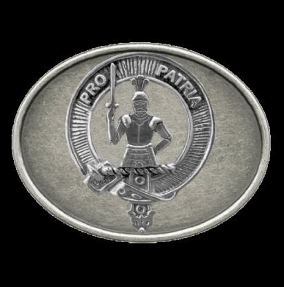 Image 0 of Bannerman Clan Badge Oval Antiqued Mens Sterling Silver Belt Buckle