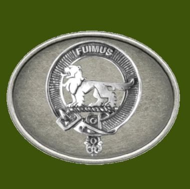 Image 0 of Bruce Clan Badge Oval Antiqued Mens Stylish Pewter Belt Buckle