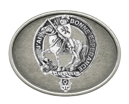 Image 1 of Craig Clan Badge Oval Antiqued Mens Sterling Silver Belt Buckle