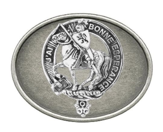 Image 1 of Craig Clan Badge Oval Antiqued Mens Sterling Silver Belt Buckle