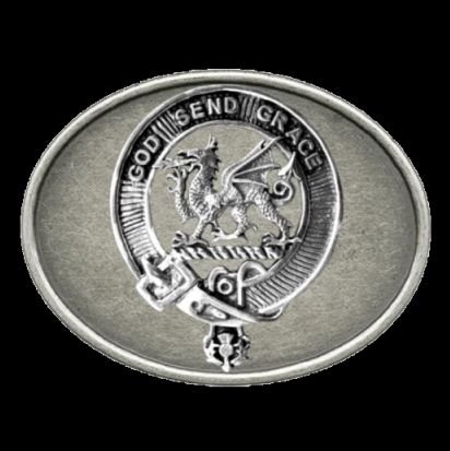 Image 0 of Crichton Clan Badge Oval Antiqued Mens Sterling Silver Belt Buckle