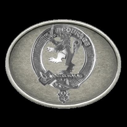 Image 0 of Cumming Clan Badge Oval Antiqued Mens Sterling Silver Belt Buckle