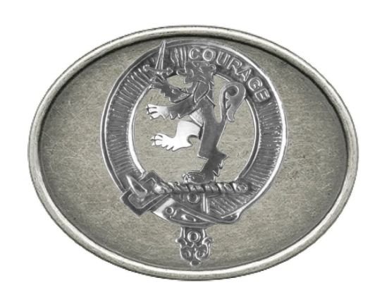 Image 1 of Cumming Clan Badge Oval Antiqued Mens Sterling Silver Belt Buckle