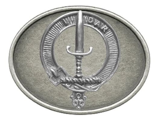 Image 1 of Dalzell Clan Badge Oval Antiqued Mens Sterling Silver Belt Buckle