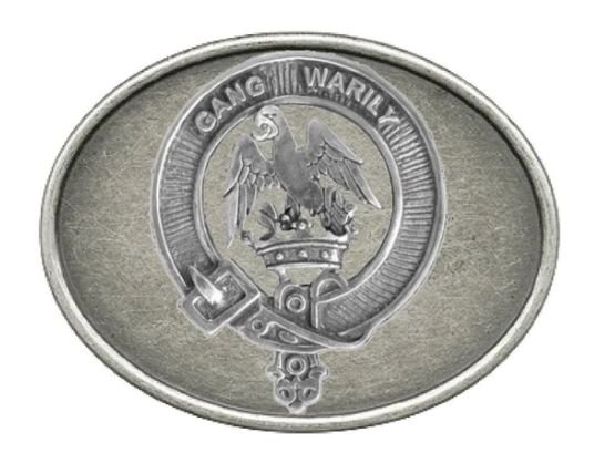 Image 1 of Drummond Clan Badge Oval Antiqued Mens Sterling Silver Belt Buckle