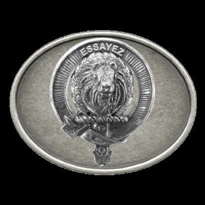 Image 0 of Dundas Clan Badge Oval Antiqued Mens Sterling Silver Belt Buckle