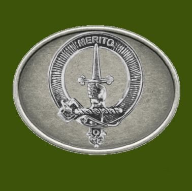 Image 0 of Dunlop Clan Badge Oval Antiqued Mens Stylish Pewter Belt Buckle