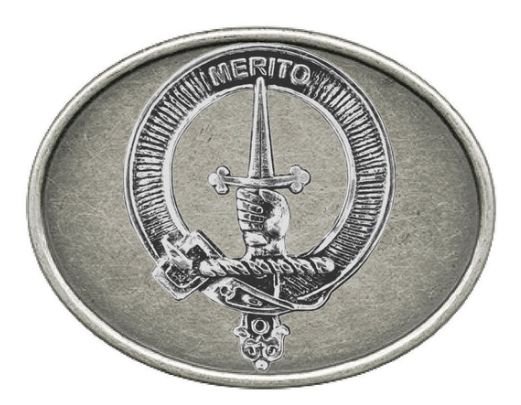Image 1 of Dunlop Clan Badge Oval Antiqued Mens Sterling Silver Belt Buckle