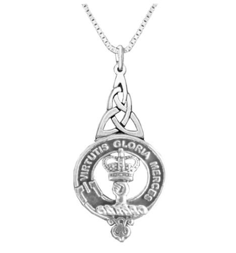 Image 1 of Robertson Clan Badge Stylish Pewter Clan Crest Interlace Drop Pendant