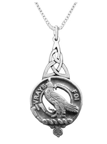 Image 1 of Boswell Clan Badge Stylish Pewter Clan Crest Interlace Drop Pendant