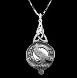 Boswell Clan Badge Sterling Silver Clan Crest Interlace Drop Pendant