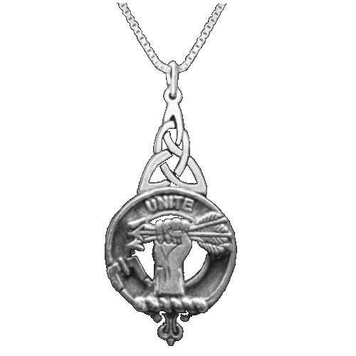 Image 1 of Brodie Clan Badge Sterling Silver Clan Crest Interlace Drop Pendant