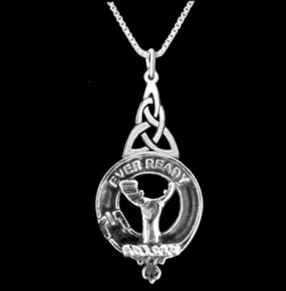 Image 0 of Burns Clan Badge Sterling Silver Clan Crest Interlace Drop Pendant