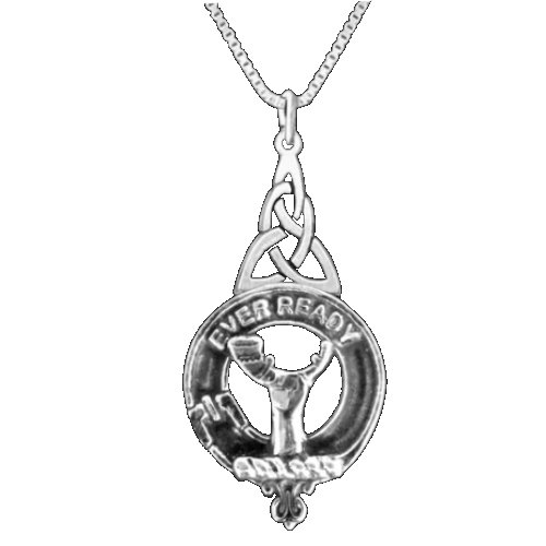 Image 1 of Burns Clan Badge Sterling Silver Clan Crest Interlace Drop Pendant