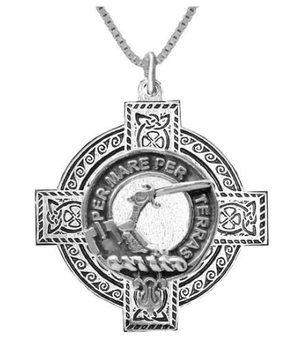 Image 1 of Alexander Clan Badge Celtic Cross Stylish Pewter Clan Crest Pendant