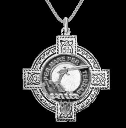 Image 0 of Alexander Clan Badge Celtic Cross Sterling Silver Clan Crest Pendant