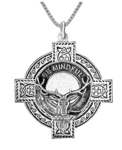 Image 1 of Calder Clan Badge Celtic Cross Stylish Pewter Clan Crest Pendant