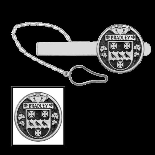Image 0 of Bradley Irish Coat Of Arms Claddagh Round Sterling Silver Button Loop Tie Bar