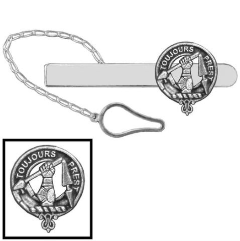 Image 1 of Carmichael Clan Badge Sterling Silver Button Loop Clan Crest Tie Bar