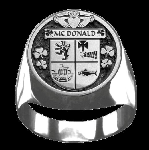 Image 0 of McDonald Irish Coat Of Arms Family Crest Mens Sterling Silver Ring