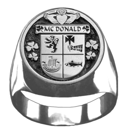 Image 1 of McDonald Irish Coat Of Arms Family Crest Mens Sterling Silver Ring