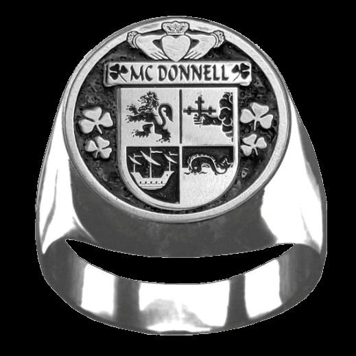 Image 0 of McDonnell Irish Coat Of Arms Family Crest Mens Sterling Silver Ring