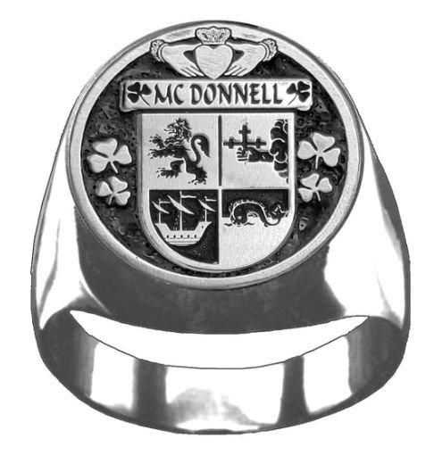Image 1 of McDonnell Irish Coat Of Arms Family Crest Mens Sterling Silver Ring