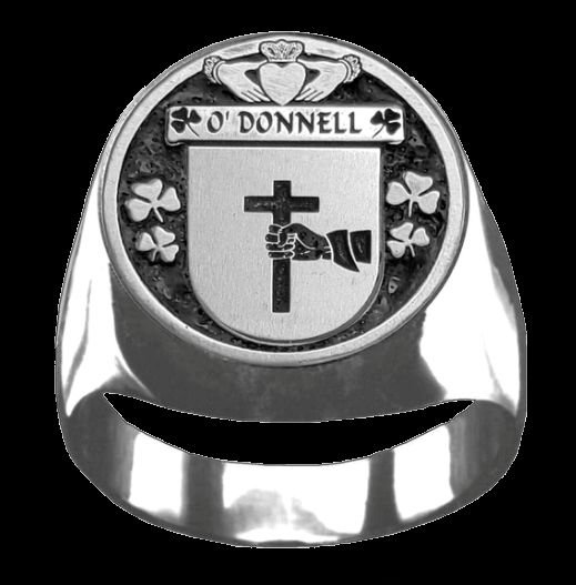 Image 0 of ODonnell Irish Coat Of Arms Family Crest Mens Sterling Silver Ring