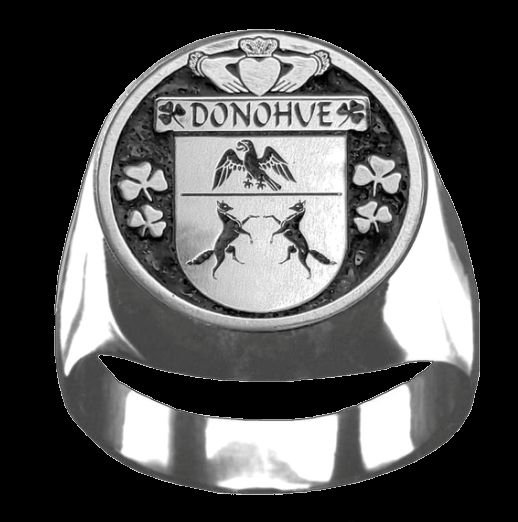 Image 0 of Donohue Irish Coat Of Arms Family Crest Mens Sterling Silver Ring