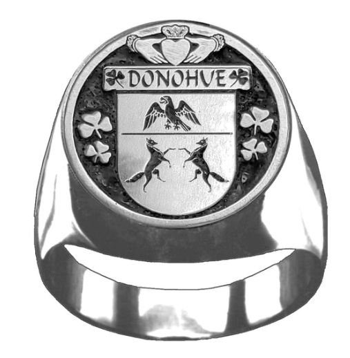 Image 1 of Donohue Irish Coat Of Arms Family Crest Mens Sterling Silver Ring