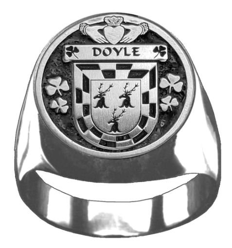 Image 1 of Doyle Irish Coat Of Arms Family Crest Mens Sterling Silver Ring