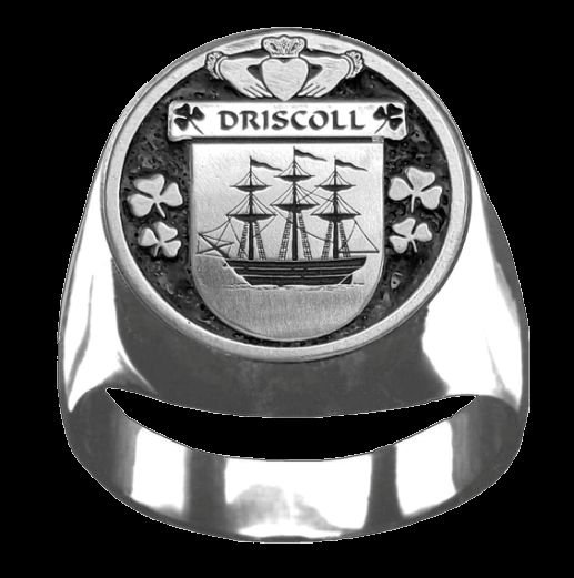 Image 0 of Driscoll Irish Coat Of Arms Family Crest Mens Sterling Silver Ring