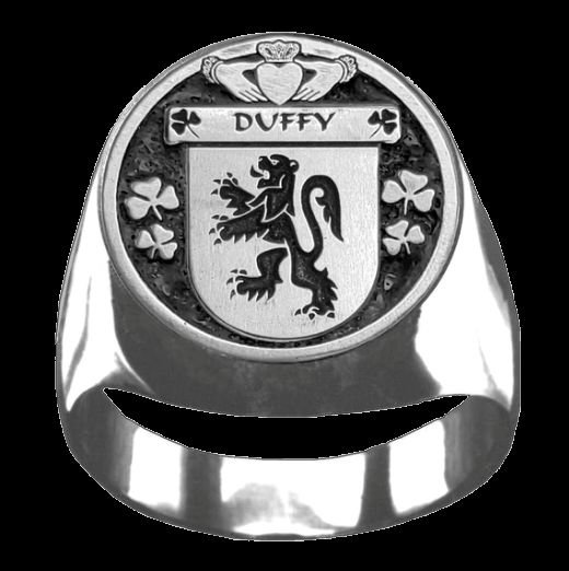Image 0 of Duffy Irish Coat Of Arms Family Crest Mens Sterling Silver Ring