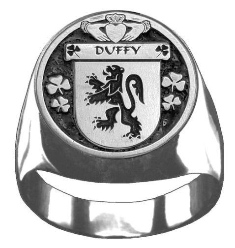 Image 1 of Duffy Irish Coat Of Arms Family Crest Mens Sterling Silver Ring