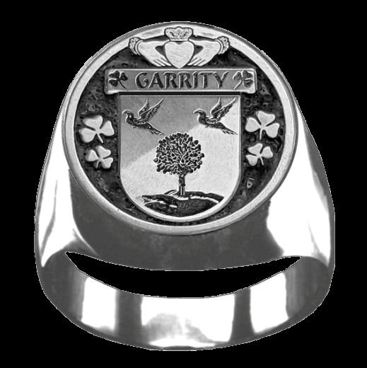 Image 0 of Garrity Irish Coat Of Arms Family Crest Mens Sterling Silver Ring