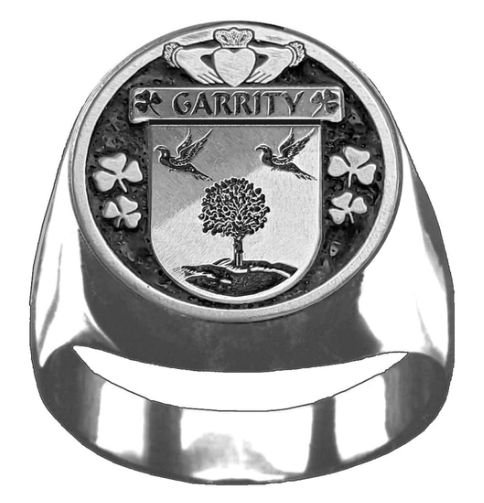 Image 1 of Garrity Irish Coat Of Arms Family Crest Mens Sterling Silver Ring