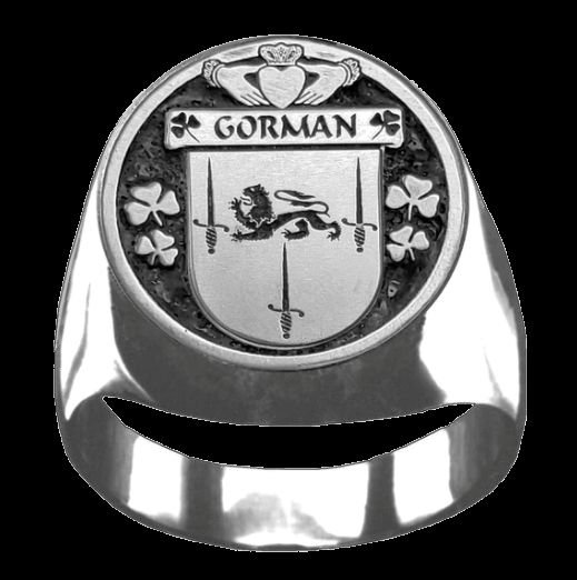 Image 0 of Gorman Irish Coat Of Arms Family Crest Mens Sterling Silver Ring