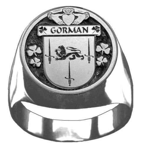 Image 1 of Gorman Irish Coat Of Arms Family Crest Mens Sterling Silver Ring