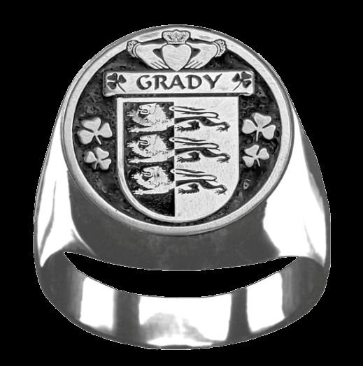 Image 0 of Grady Irish Coat Of Arms Family Crest Mens Sterling Silver Ring