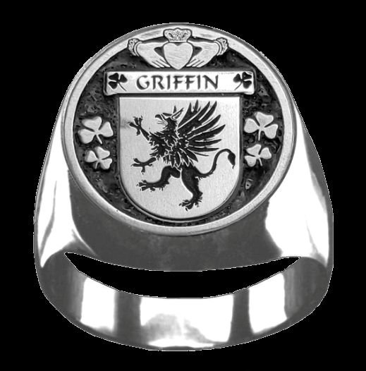Image 0 of Griffin Irish Coat Of Arms Family Crest Mens Sterling Silver Ring